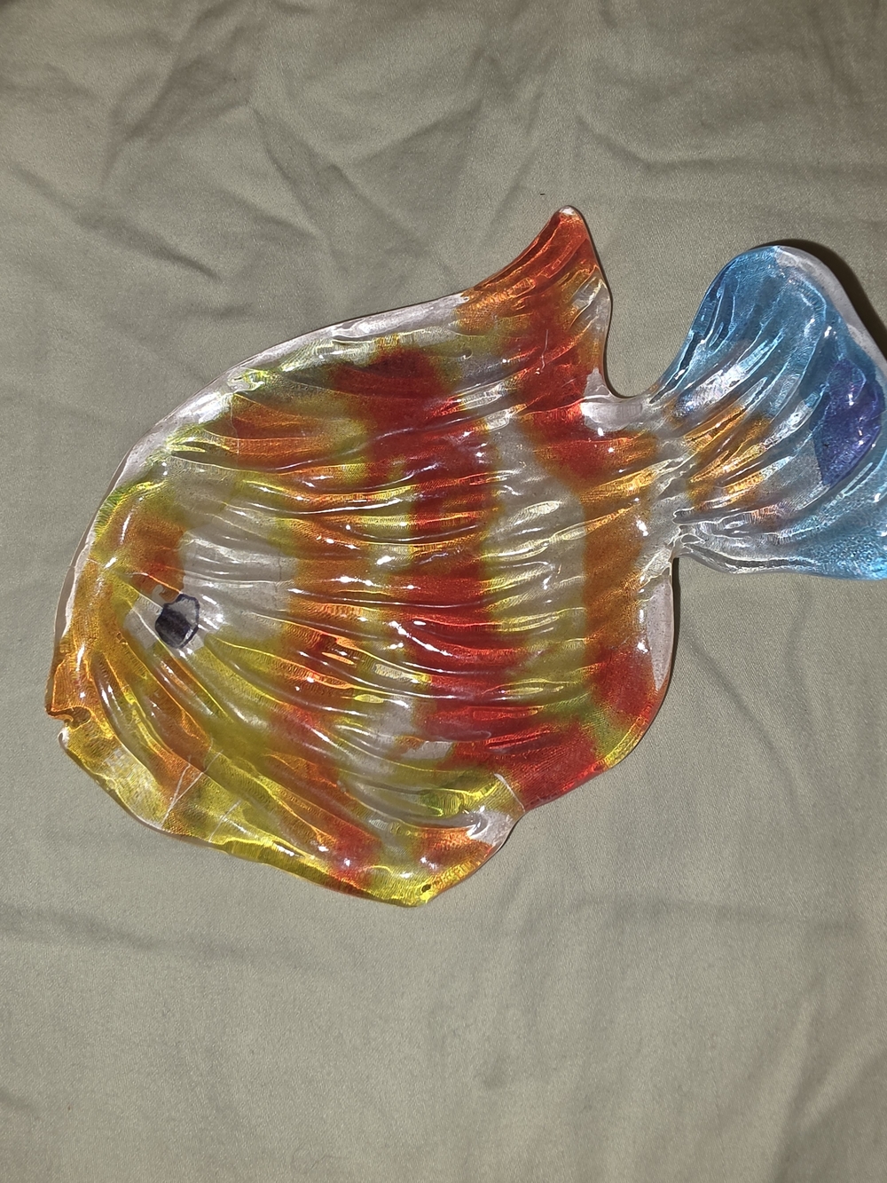 Handblown Glass Fish Ring Dish - Multicolor (Blue, Red, Yellow)